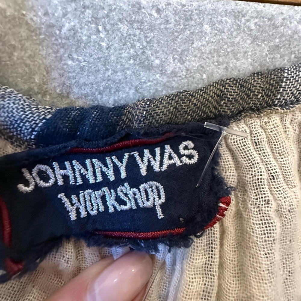 Johnny Was 3J Workshop Embroidered Plaid Tunic Blouse Boho Neutral Small - Picture 11 of 14